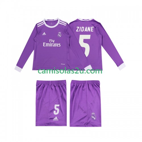 Camisolas de futebol Real Madrid ZIDANE 5 2016 Retro Criança Equipamento Alternativa Manga Comprida Camisolas de futebol Real Madrid ZIDANE 5 2016 Retro Criança Equipamento Alternativa Manga Comprida